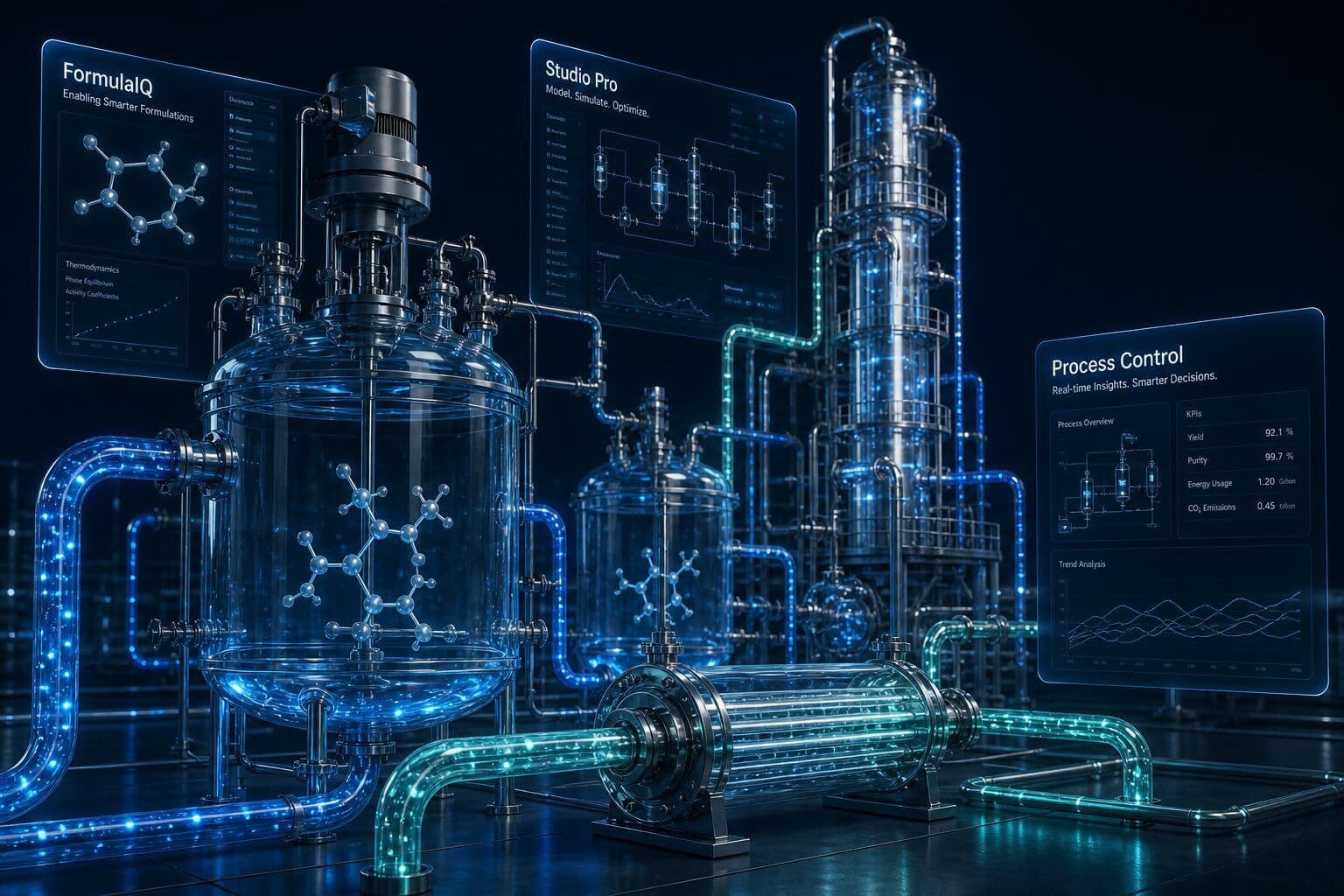 Physics-informed digital twin of a chemical process — FormulaIQ, Studio Pro, RoboBridge, and Chemical Engineering Agents